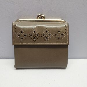 Vtg Princess Gardner Cowhide Leather Wallet Coin Purse Kisslock Cutout 60's/70's